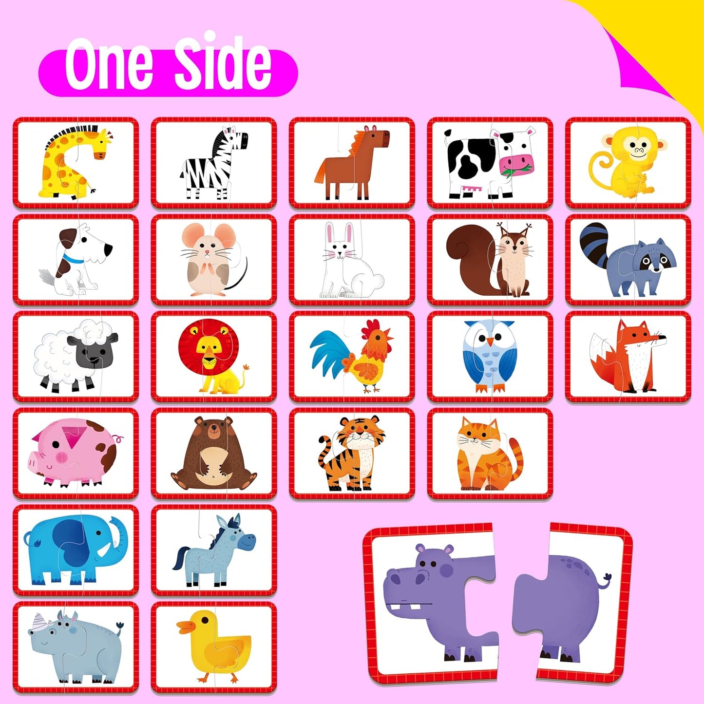 48 Food Matching Puzzles with Error-Correction Mechanism Pre-Primer in 2 Pieces, Perfect for Preschool Learning (24 Blocks Double Sided)