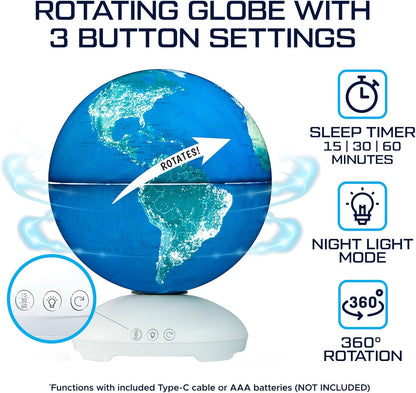 USA Toyz Illuminated Globe for Kids Learning- 3-in-1 STEM Globes of the World with Stand, Constellation Map, Built-in LED Night Light Desk Globe Lamp, Non-Tip Metal Base, 9.75” Tall, 7 Inch Diameter