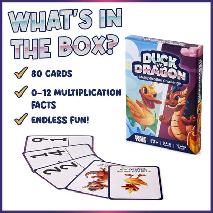 Ducks vs Dragons Multiplication Game - Math Games for Kids 8-12 - Fun Card Game for Learning Times Tables 0-12 - Math Facts Games for 3rd 4th 5th Grade