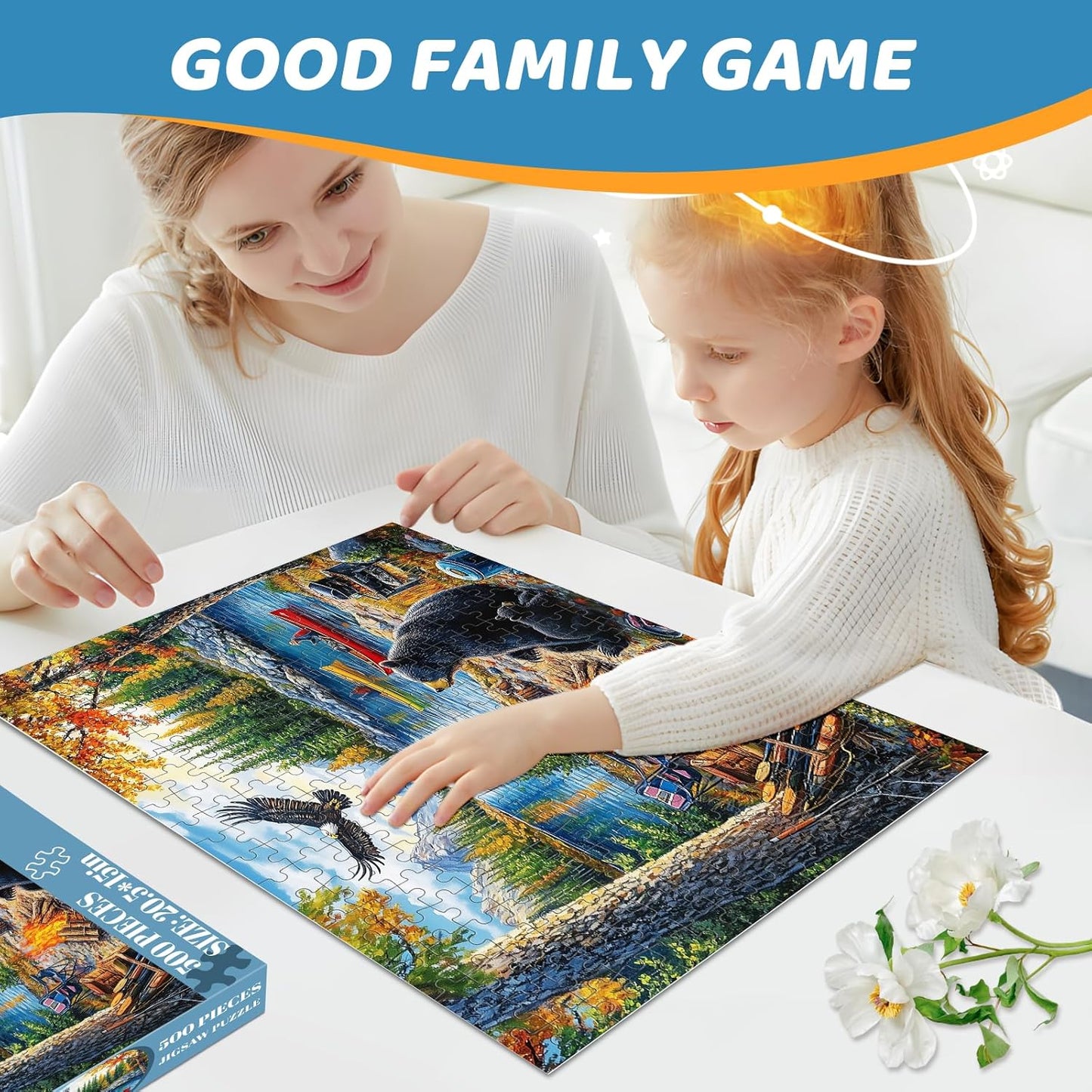 500 Piece Puzzles for Adults, Cat Family Dinner Large Piece Jigsaw Puzzle for Adults Seniors,Recycled Cardboard Puzzle 500 Piece,Family Activity Great Gift for Family Friends 20.5 * 15 in