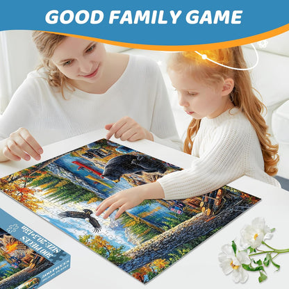 500 Piece Puzzles for Adults, Cat Family Dinner Large Piece Jigsaw Puzzle for Adults Seniors,Recycled Cardboard Puzzle 500 Piece,Family Activity Great Gift for Family Friends 20.5 * 15 in