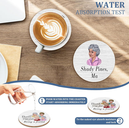 Golden Girls TV Show Merchandise,6 PCS Cork Coasters for Drinks,Funny Set with Coasters Holder,Golden Girls Fans Clean Dirty Dishwasher Magnet,Refrigerator Sign Kitchen Decor Gifts