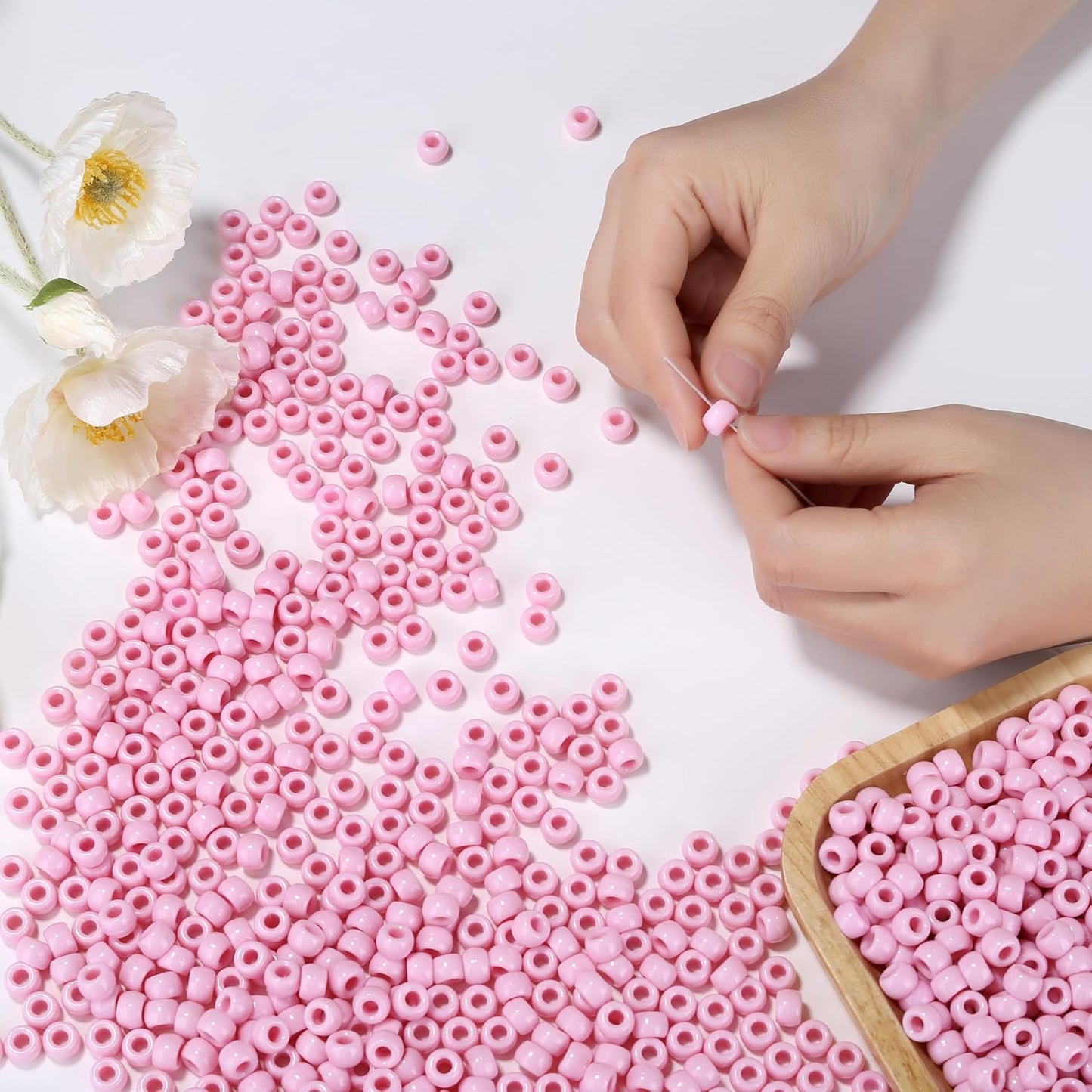 Red Pony Beads 1000Pcs 9mm Pony Beads Bulk Red Perler Beads for Friendship Bracelets Kandi Beads Hair Beads for Braids Beads for Crafts