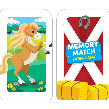 School Zone Memory Match Farm Card Game: 56 Game Cards, Preschool, Kindergarten, Animals, Early Reading, Counting, Matching, Vocabulary, Ages 3+