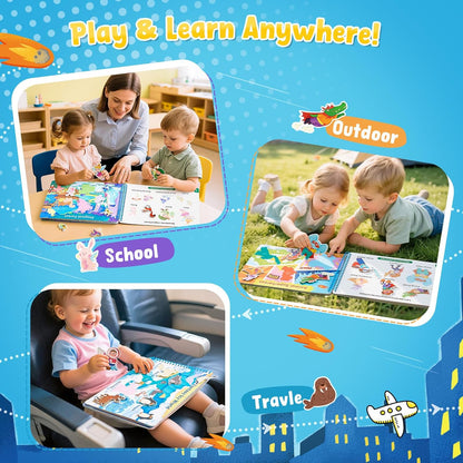 JoyCat Preschool Busy Book for Toddlers 3-5, Dual-Language Learning Activities, Educational Sensory Toys, Autism Learning Materials for Boys & Girls, English and Spanish Version