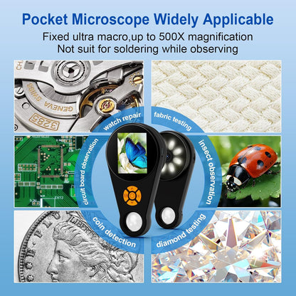 Handheld Digital Microscope for Kids Adults, Portable Microscope with 2.0" HD Screen, Collector Pocket Jewelers Loupe, 500X Coin Microscopes Magnifying Glass, Children Science Educational Fun Gift