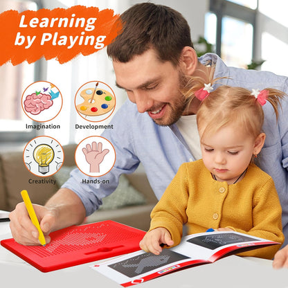 MAGBLOCK Magnetic Drawing Board Kids Writing Pad with Magnet Pen, Portable Educational Toys for Toddlers Kids Boys and Girls,Gifts Ideal for Travel and Road Trips (8.58in x6.89in)
