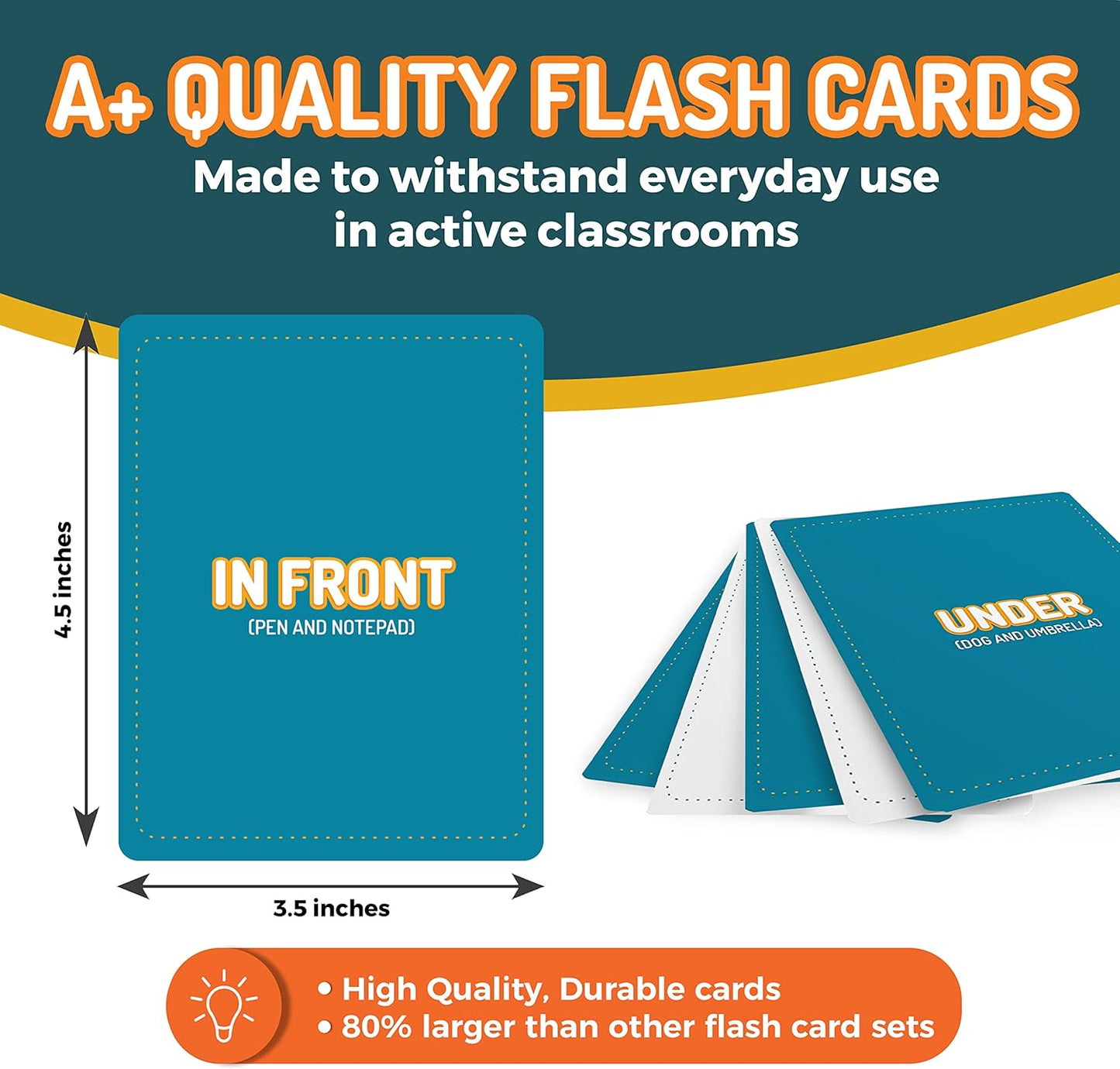 49 Preposition Vocabulary Builder Flash Cards Vol 1 Includes 7 Picture Card Prepositions with 5 Sequencing Learning Games for Kids, Parents, Teachers, ESL, Speech Therapy, Autism, ABA and Homeschool