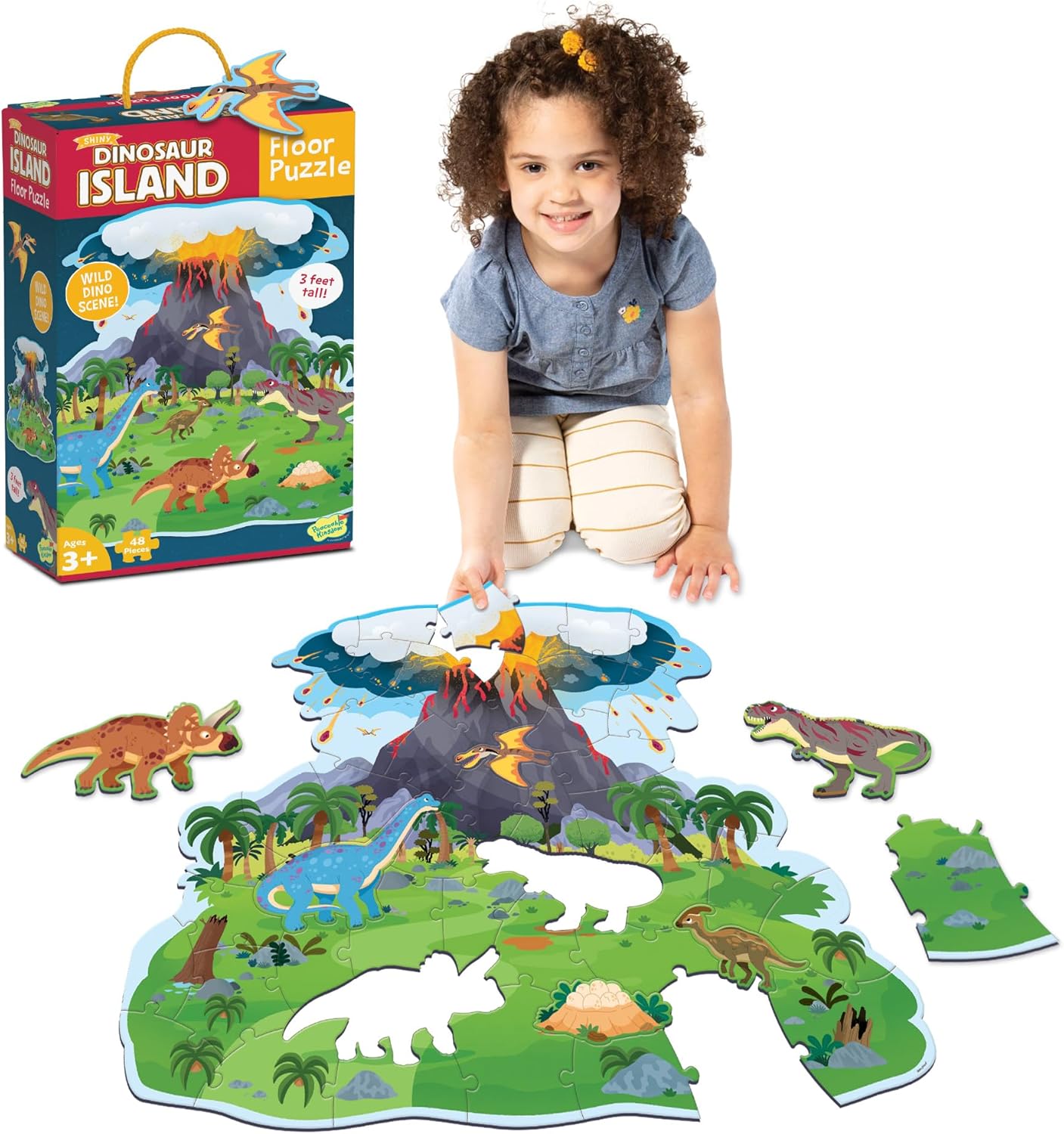 Peaceable Kingdom Giant Floor Puzzles with Uniquely Fun Shaped Pieces for Kids Ages 3+ Gifts for Boys and Girls - Racecar