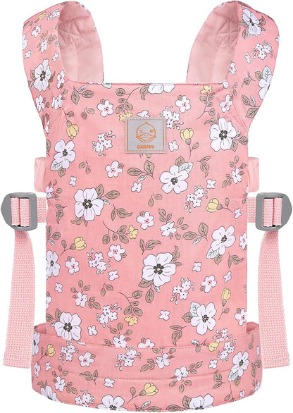 GAGAKU Doll Carrier for Kids, Toy Baby Doll Carrier, Reborn Dolls Carrier Toy Baby Sling with Adjustable Straps, Baby Doll Accessories - Green - Camellia