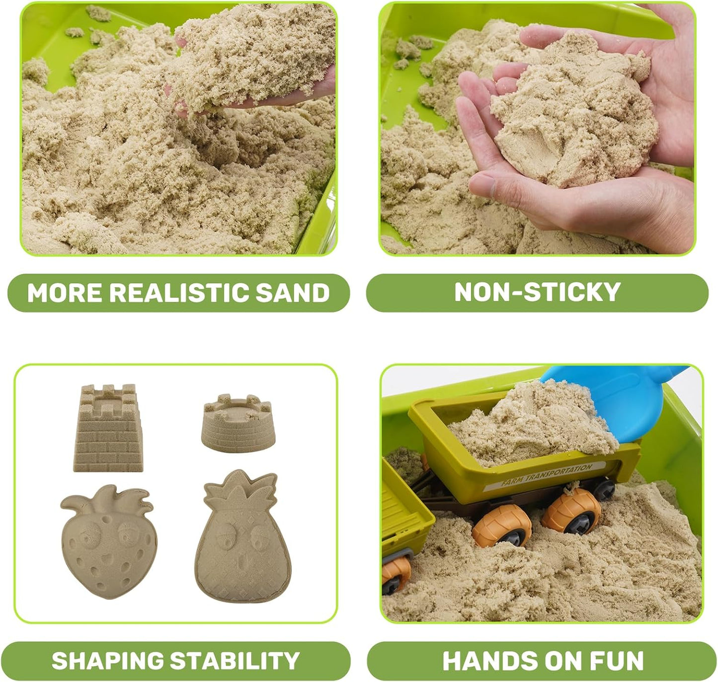Eaciilee Play Sand Farm Toys, Farm Sensory Bins with 2.2lb Magic Sand, Animal, Take Apart Excavator Trailer Playset, Creativity Sandbox Toys with Lid for Kids 3 4 5 6 Years Old