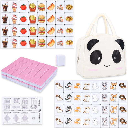 drizzle 65 Tiles Seaside Escape Blocks Game 30mm - Instruction Manual Panda Bag - National Flag & Vegetables Patterns