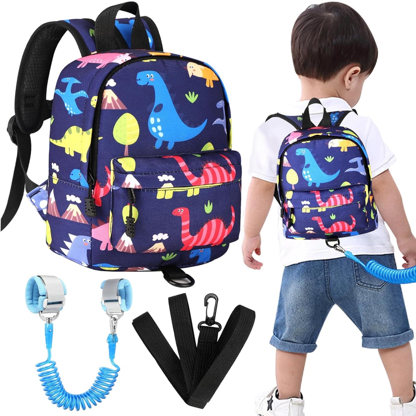 Accmor Toddler Backpack Leash with Anti Lost Wrist Link, Cute Mini Child Walking Harnesses Keep Kids Close Back Pack Rope Tether Rein for Baby Boys (Pink/Unicorn)