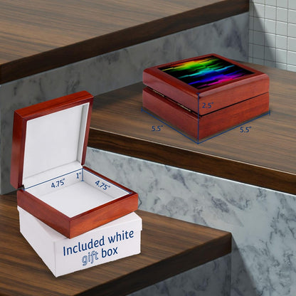 3dRose Prism Fractions a spectrum of colors displayed in geometric section Jewelry Box 7 x 7 inch with 4 inch tile