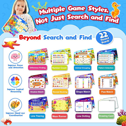 Baobrava Search and Find Book and Handwriting Practice Books Set, More Than 50+ Preschool Learning Activities for Toddler and Kids 3-8, Travel Games for Road Trip Car Airplane