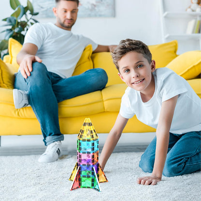 PicassoTiles 40pc Nano Mini Magnetic Tile Construction Building Blocks Travel Toy Set with Storage Case STEM Educational Fun Learning Magnet Tiles Stacking Toys for Toddlers Girls Boys Ages 3+ PN01