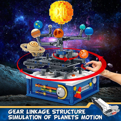 Sitodier Solar System Building Toy with Light, 758pcs Space Exploration Building Toys with Rotatable Plants, Educational Science Astronomy STEM Toy Beautiful Gifts for Boys Girls Ages 6+ Years Kids
