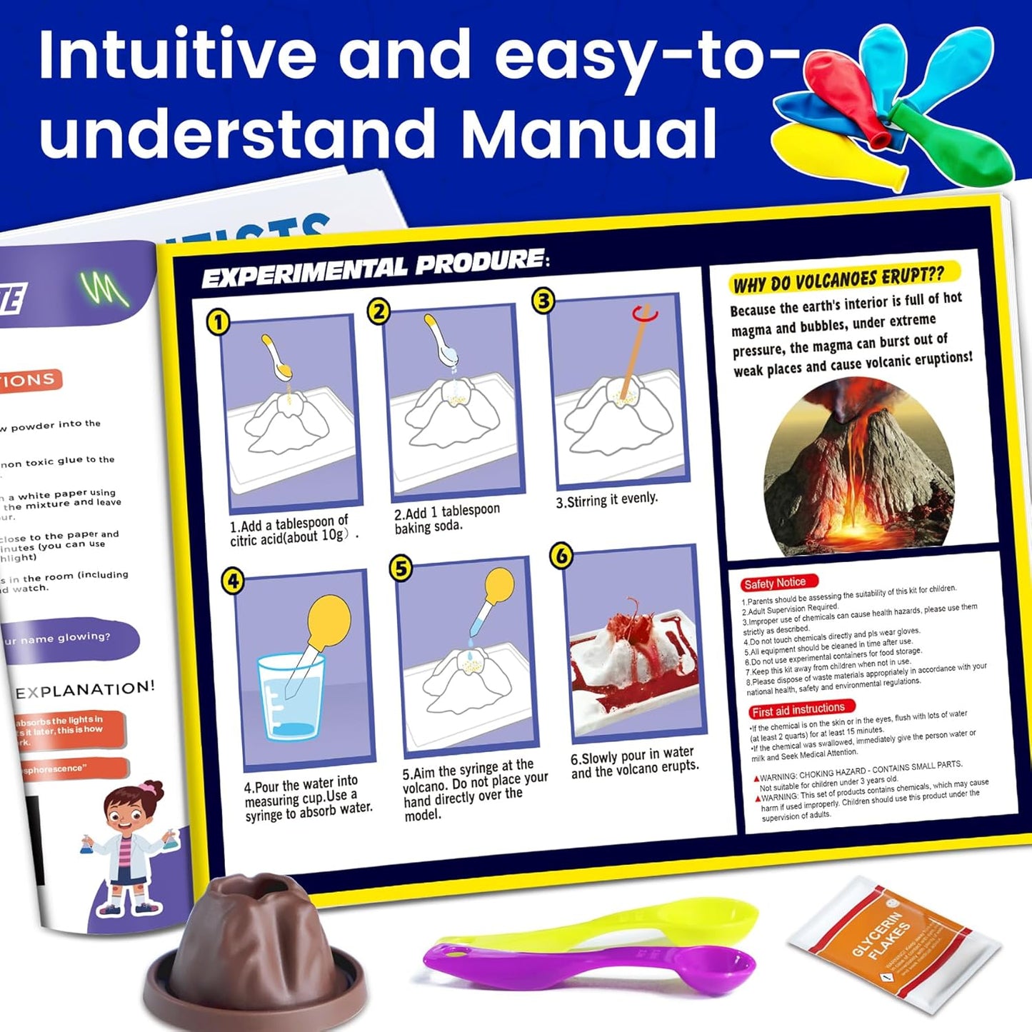 150+ Science Kits for Kids, STEM Activities Educational Science Experiments Gifts with Chemistry Set, Erupting Volcano and Growing Crystal Boys Gilrs Age 4+