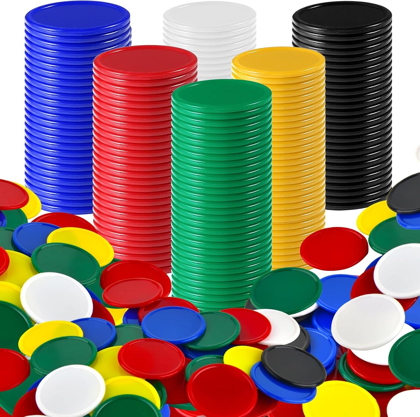 Coopay 600 Pieces Plastic Poker Chips Learning Counters Disks Bingo Chip Counting Discs Markers for Math Practice and Poker Card Game Tokens, Teaching Rewards, 38 mm/ 1.5 Inches (Red)