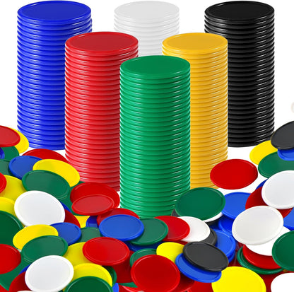 Coopay 600 Pieces Plastic Poker Chips Learning Counters Disks Bingo Chip Counting Discs Markers for Math Practice and Poker Card Game Tokens, Teaching Rewards, 38 mm/ 1.5 Inches (Red)