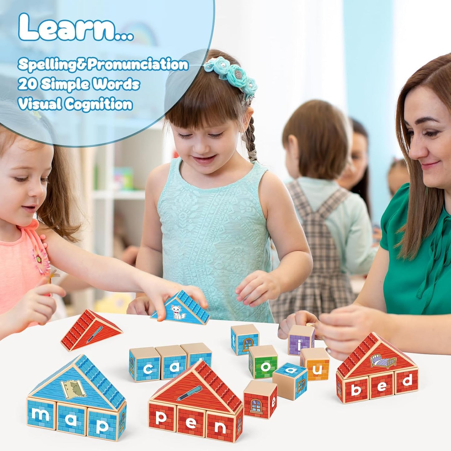 Edulok CVC Word Games, Phonics Game for Kids, Spelling Games, Preschool Learning Activities, Building Blocks for Toddlers, Learn to Read, English Learning Tools, Kindergarten Classroom Must Haves