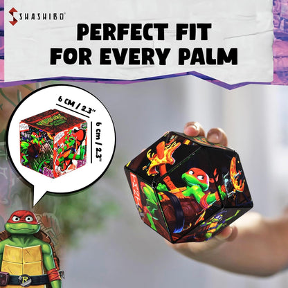 SHASHIBO Teenage Mutant Ninja Turtles Shape Shifting Box - STEM Magnetic Fidget Cube that Transforms Into Over 100 Shapes, Download Fun in Motion Toys Mobile App (Raphael)