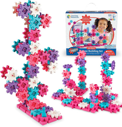 Learning Resources Gears 100-Piece Deluxe Building Set -STEM Activities, Fine Motor Skills, Toddler Explorer Kit, Science and Construction, Boys and Girls Gifts