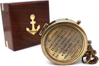 Compass with Stamped Wooden Case