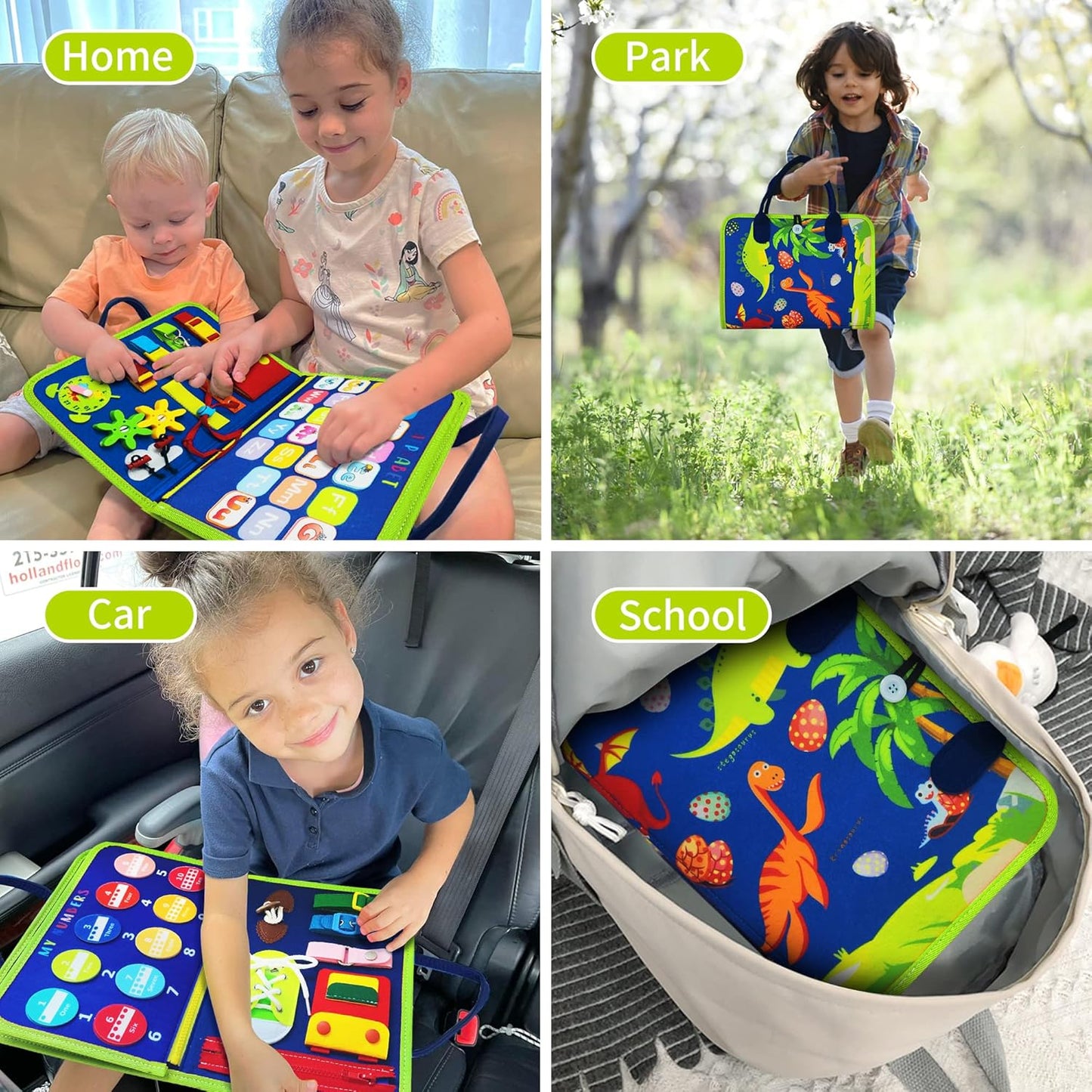 LearnToy Montessori Busy Board for Boys 3 4 5 Year, Sensory Toys for Toddlers 3-6, Ideal for Travel and Preschool - ABCs, 123s, Shapes, Colors, Animals, Weather, Birthday Gifts