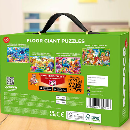 QUOKKA Giant Floor Puzzle for Kids Ages 4-6 – 2x3 Feet Extra-Thick 48 Pieces Toddler Puzzle Ages 3-5 – Construction Educational Activity for Boys Girls – Premium Box with Sturdy Handle & Magnetic