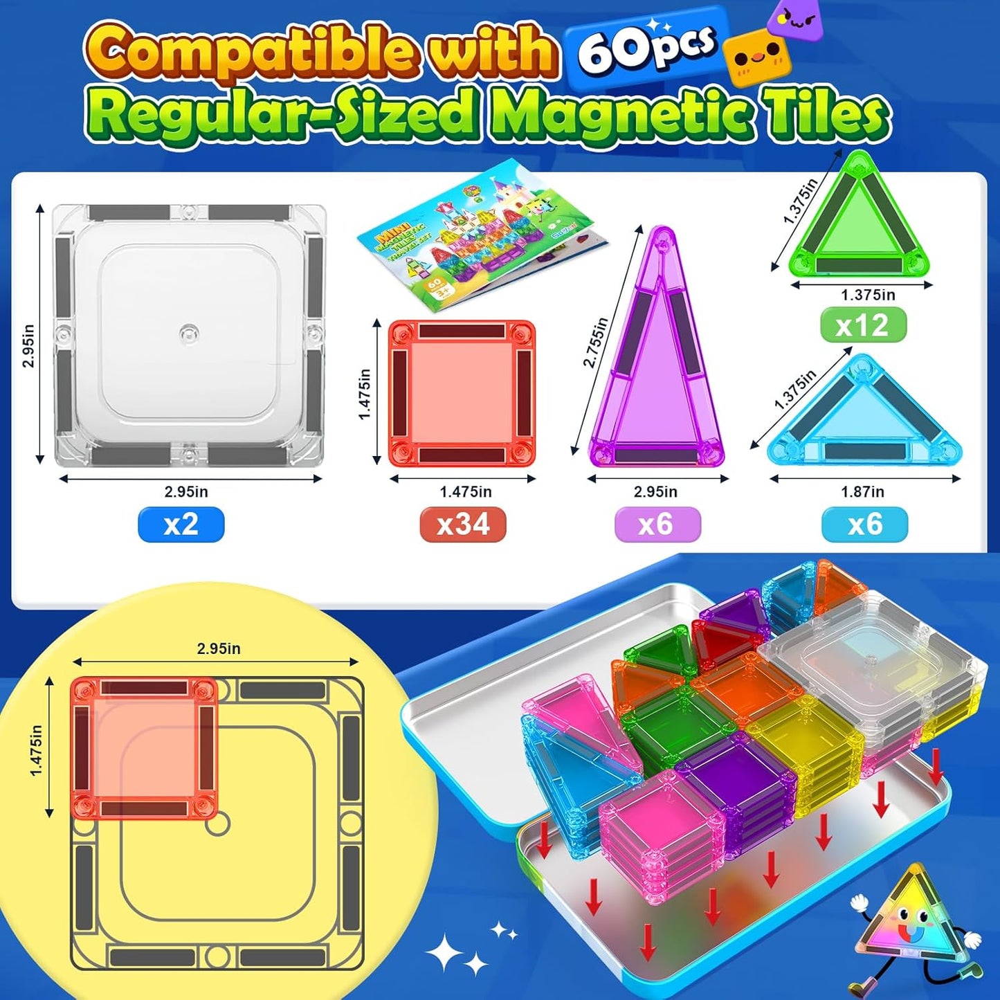 Magnetic Tiles Toddler Toys Magnetic Building Blocks for Kids Ages 3-12 STEM Educational Toys for Girls & Boys Sensory Toys for Kids with Autism Classroom Must Haves Outdoor Toys