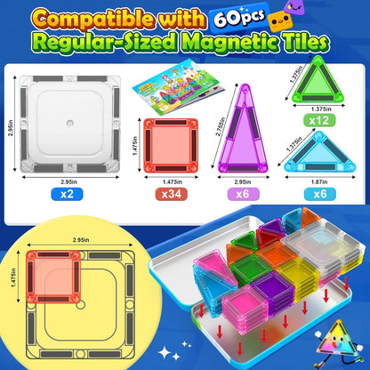 Magnetic Tiles Toddler Toys Magnetic Building Blocks for Kids Ages 3-12 STEM Educational Toys for Girls & Boys Sensory Toys for Kids with Autism Classroom Must Haves Outdoor Toys