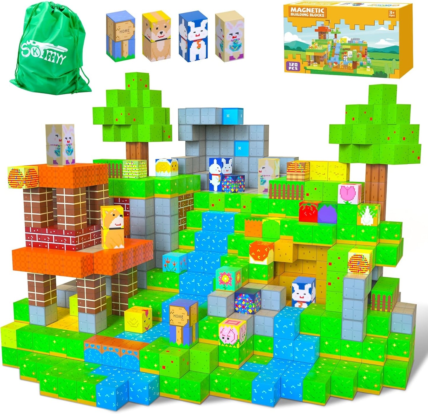 Mini Magnetic Tiles,78PCS Travel Magnetic Tiles Set with Iron Box,Portable Building Blocks for Kids Ages 3+,Car Airplane Travel Essentials Kids Toy,Creative STEM Toys Birthday Gift for Boys & Girls