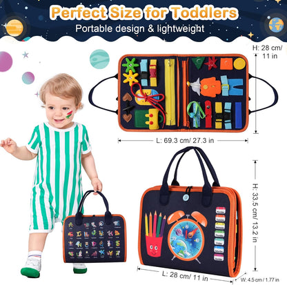Teefrye Toddler Busy Board Montessori Toys for Toddlers 1-3 Year Old Educational Activity Book Board Sensory Travel Toys Ages 3-5 Preschool Learning Fine Motor Skills Toy Quiet Book Gift for Kids
