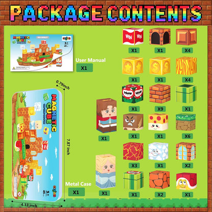 Mini Magnetic Tiles Travel Set with Case 30pcs, Mini Travel Magnet Tiles, Portable Travel Size Magnetic Tiles for Kids Ages 3-5 4-8 Boys Girls, STEM Magnet Toys for Outdoor, Kids Gift