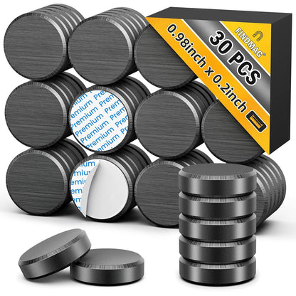 FINDMAG 20Pcs Magnets for Crafts with Adhesive Backing, Round Ferrite Craft Magnet with Adhesive Backing, Flat Ceramic Circle Magnets for STEM Classroom Experiments, Science Kits - 0.71" D X 0.12" H