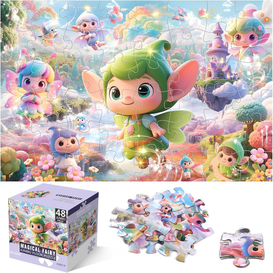 Jumbo Floor Puzzle for Kids,48 Piece Unicorn Large Jigsaw Puzzles,Puzzle for Toddler Ages 3-5,Fun Educational Preschool Learning Toy Easter Gift for Boys & Girls Ages 4-8