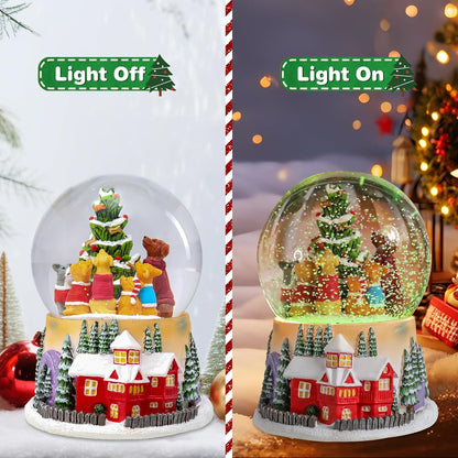 VCUTEKA Christmas Snow Globe, Lighted Musical Snow Globes with 6 Puppies Around Christmas Tree, Battery Operated Snow Globes for Kids Gift and Holiday Home Décor