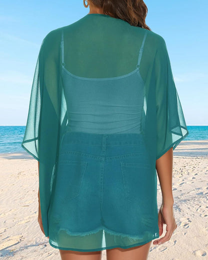 Womens Kimono Cardigans Beach Cover ups Swimwear Puff Sleeve Loose Casual Summer Tops 2026