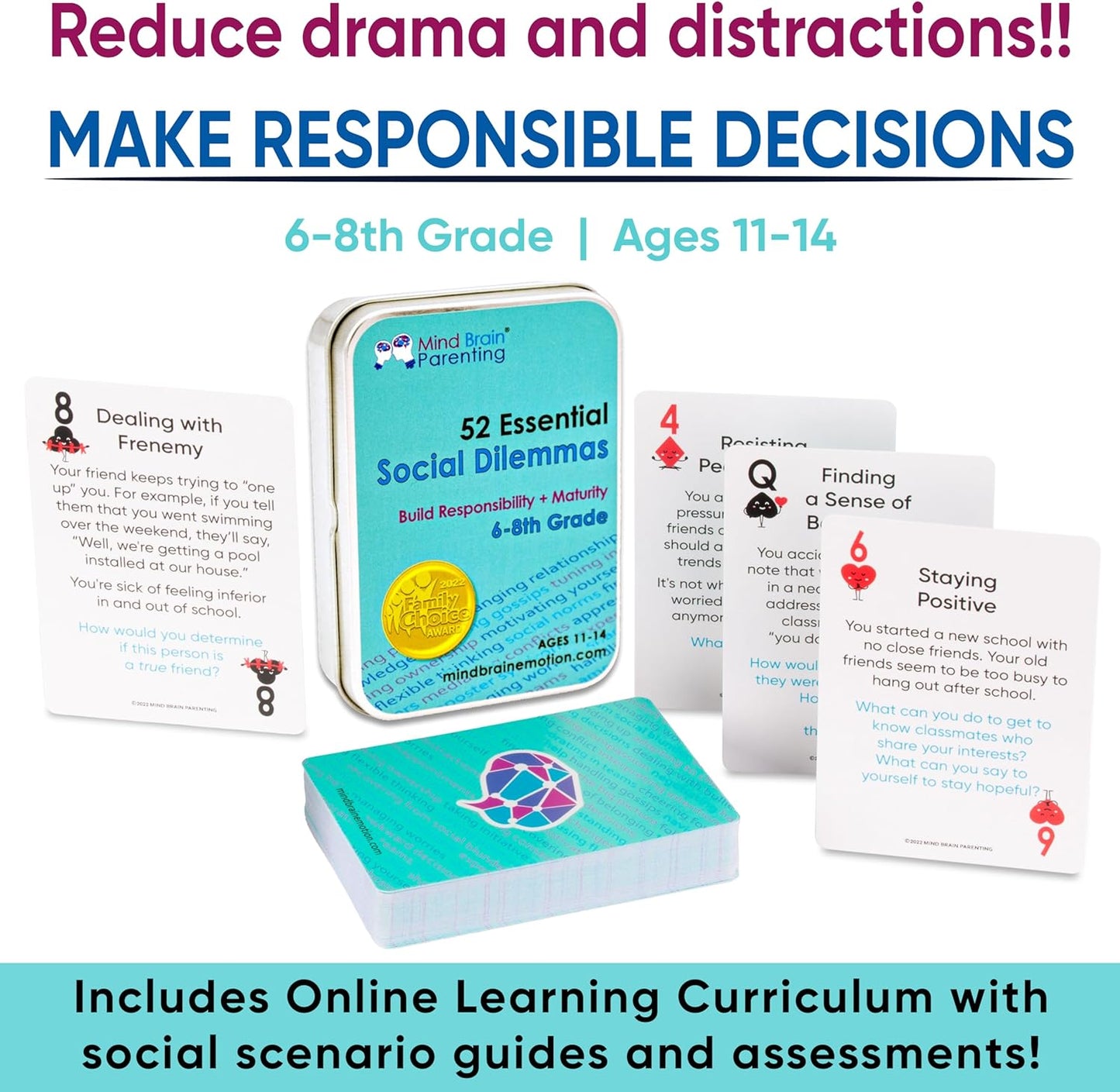 Mind Brain Emotion 52 Essential Conversations for Home, Therapy, Speech, School Classroom - Conversation Cards for Kids, Family, Teacher & Counselor to Build Growth Mindset & Communication Skills