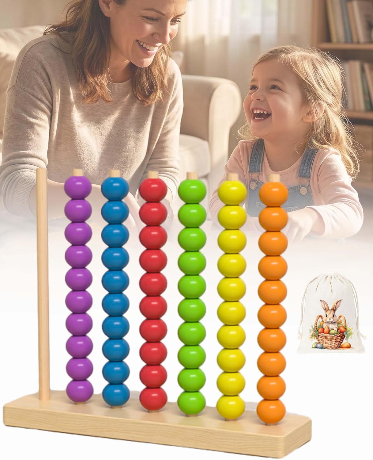 Color Pile Up Challenge, Color Matching Stacking Puzzle Game, Wooden Color Match Challenge Game, Rainbow Ring Challenge Stack Puzzle, Easter Basket Stuffers, Tabletop Brain Games For Family (L-2SET)