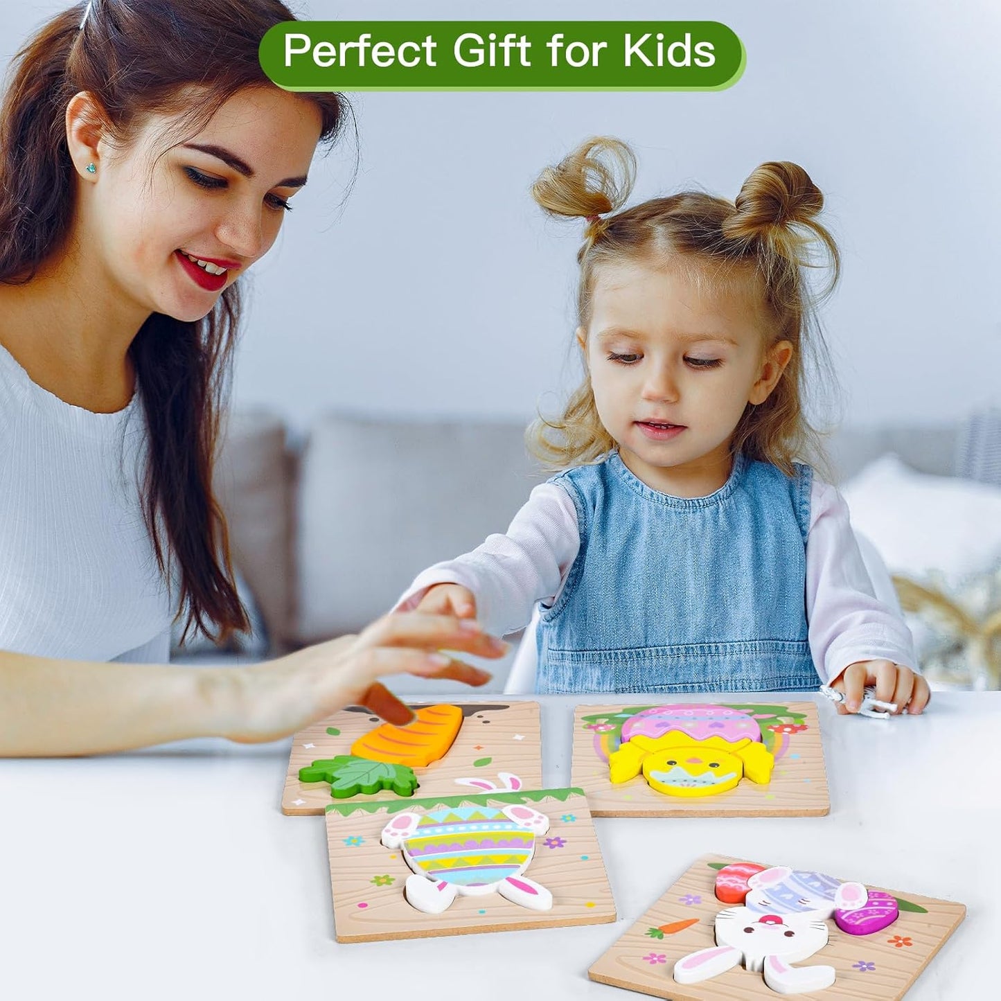 6 Pack Wooden Puzzles for Toddlers 1-3, Montessori Puzzles for 2-4 Year Old, Animal Shape Toddler Puzzles Montessori Toy Baby Learning Preschool Educational Toys Gift