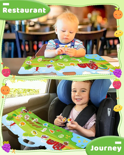 Benresive Reusable Sticker Books for Toddlers, Fun Travel Stickers for Kids, Toddler Sticker Book, Crafts Activities for Toddlers, 3 and Up Birthady Gifts - Vehicle