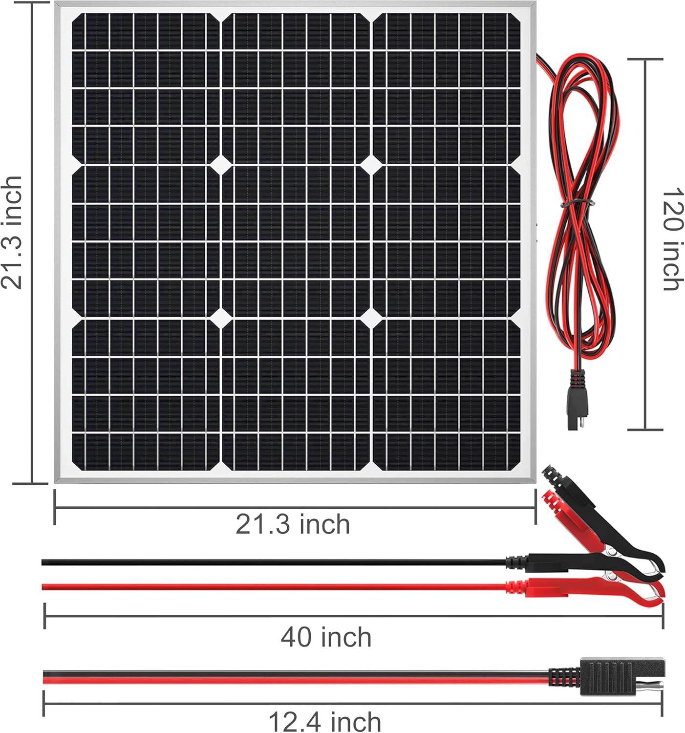 SOLPERK Solar Panel Kit 50W 12V, Waterproof Solar Battery Trickle Charger Maintainer + Waterproof Controller + Adjustable Mount Bracket for Boat Car RV Motorcycle(Without Mounting Bracket)