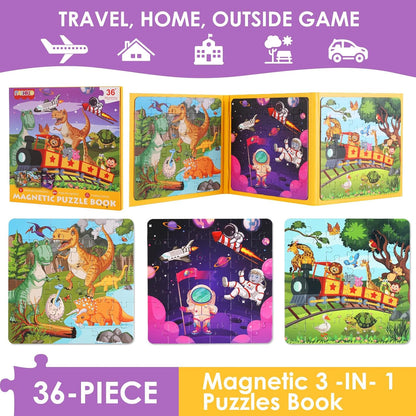 Magnetic Puzzles for Kids Ages 4-6, 20-Piece Toddler Travel Toys Unicorn Princess Puzzles Ages 3-5, Educational Learning Magnets, Ideal Road Trip Activities Toys for 3 4 5 6 Boys and Girls