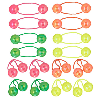 20pc Ponytailers Balls Elastics 18mm Round Opaque Multicolored Twin Beads Bauble Holders Toddler Kids Braiding Styling