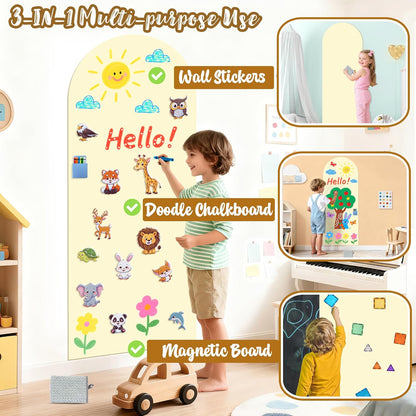 8 PCS Magnetic Wall Decals for Kids Magnetic Chalkboard Peel and Stick Magnet Sheets Board Sticker Tangram Puzzle Self Adhesive Contact Paper Dry Erase Blackboard for Playroom Homeschool 15.7"x10.4"