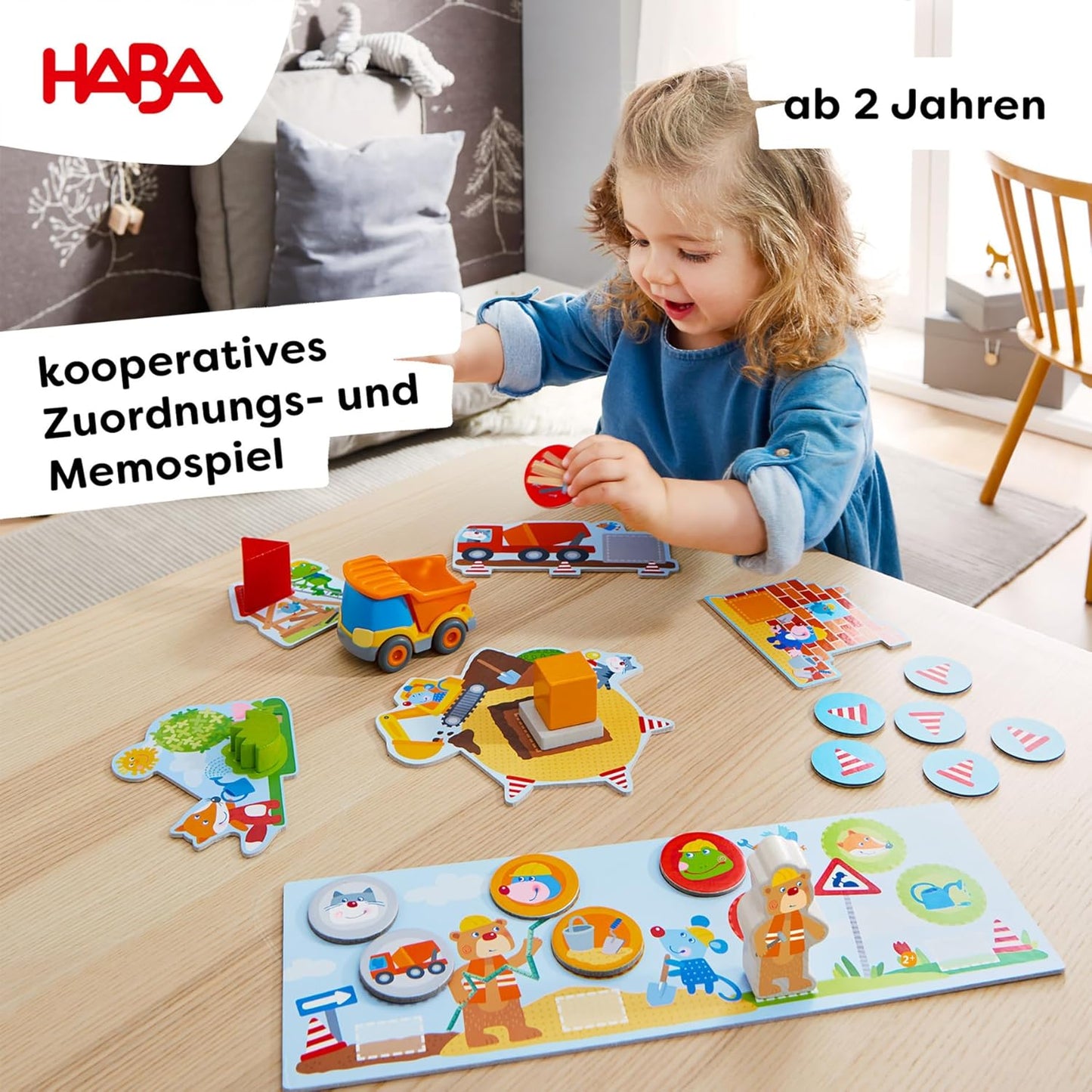 HABA My Very First Games Building Site, A Cooperative Learning Kids Game, Toddler Learning Activities & Games for 2+ Year Olds with Included Toy Truck