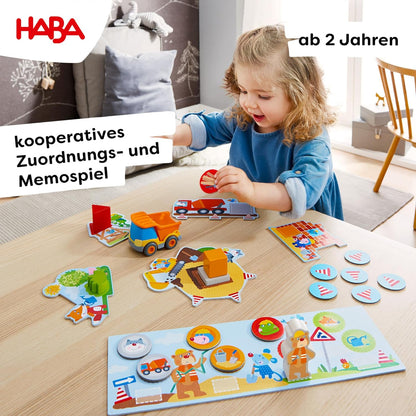 HABA My Very First Games Building Site, A Cooperative Learning Kids Game, Toddler Learning Activities & Games for 2+ Year Olds with Included Toy Truck