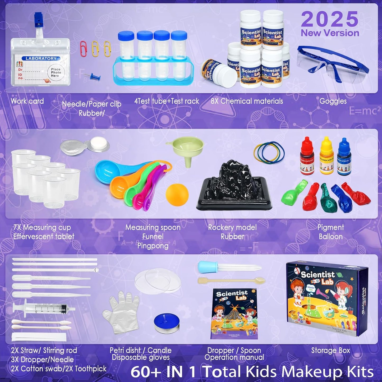 Educational Science Kit for Kids - 56 Science Lab Experiments with Lab Coat Scientist Costume, Science Kits for Kids Age 6-8-10-12, 70+ PCS DIY Stem Projects, Educational Toys for Girls Boys